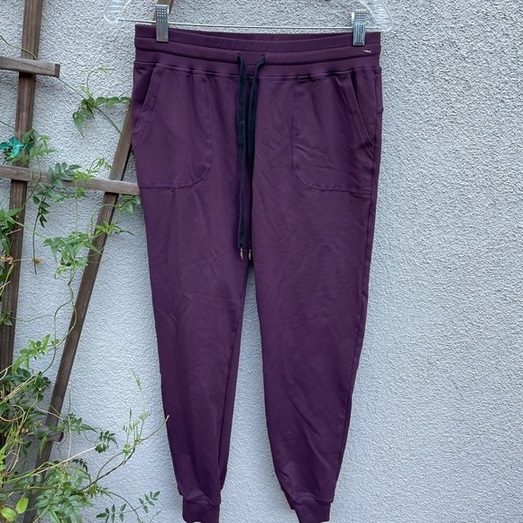 Zyia Unwind Ankle Cinched Stretch Waist Joggers In Plum - Picture 3 of 9